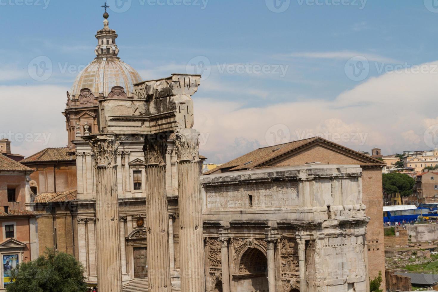 Building ruins and ancient columns  in Rome, Italy photo