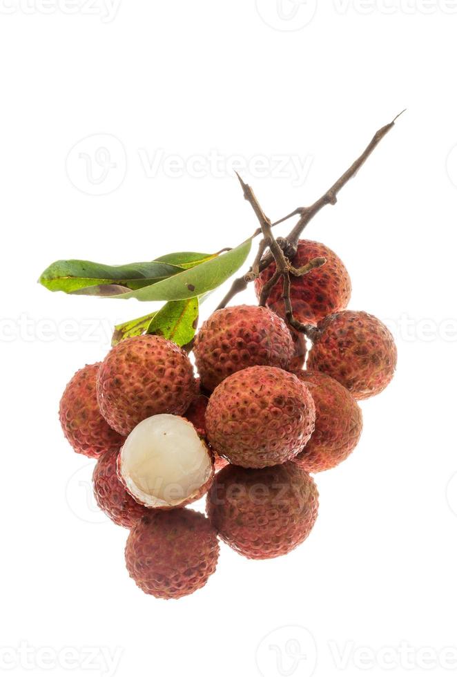 Asian fruit lychee on white background photo