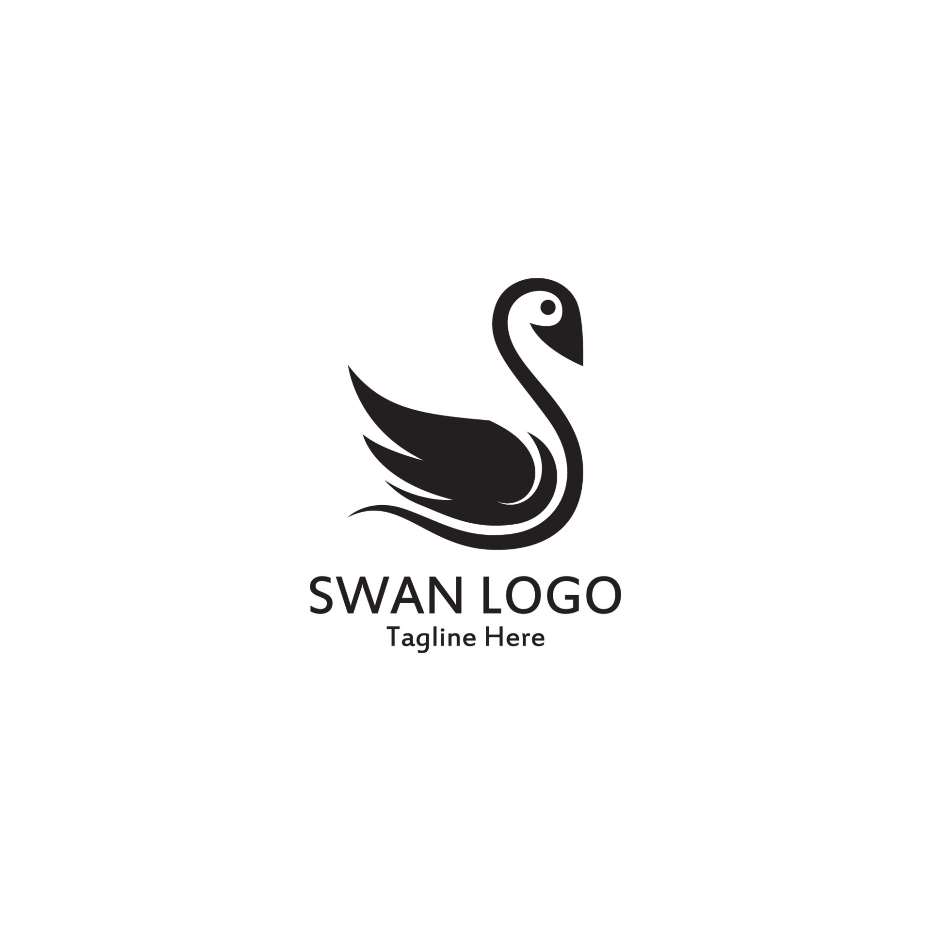 Swan logo simple icon template vector illustration creative design