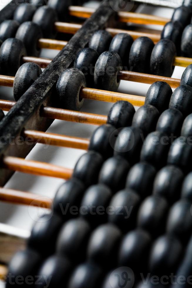 Vintage wooden abacus isolated on white photo