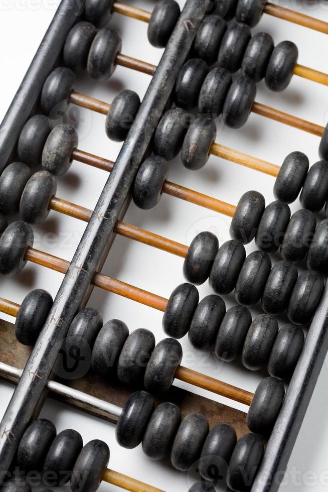 Vintage wooden abacus isolated on white photo