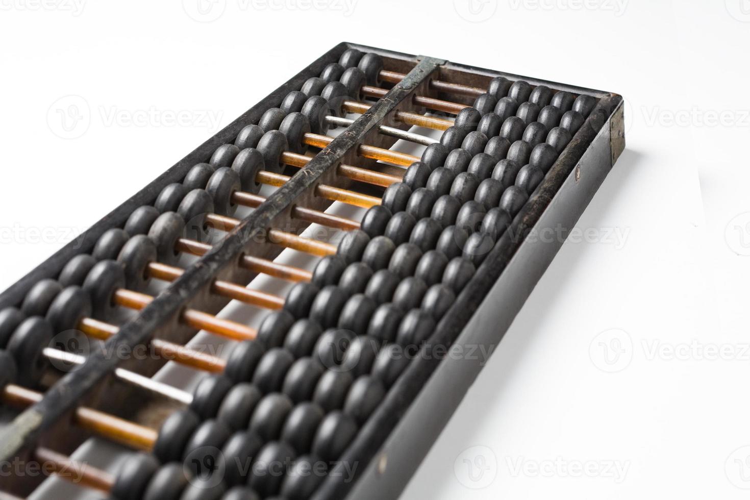 Vintage wooden abacus isolated on white photo