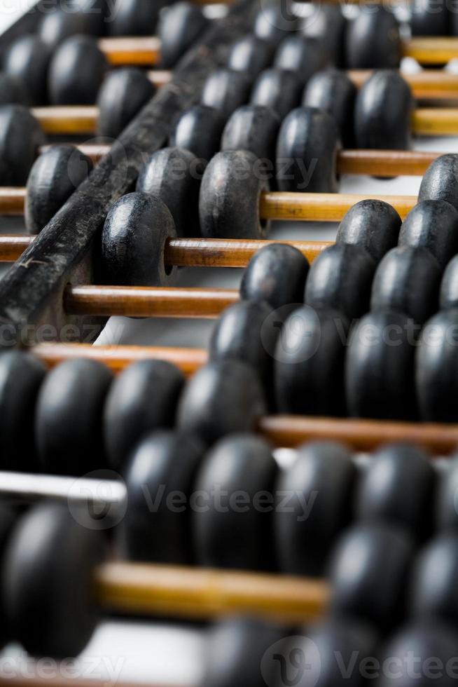 Vintage wooden abacus isolated on white photo