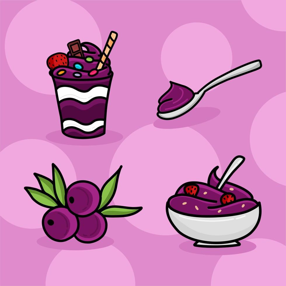 Acai bowl recipe vector