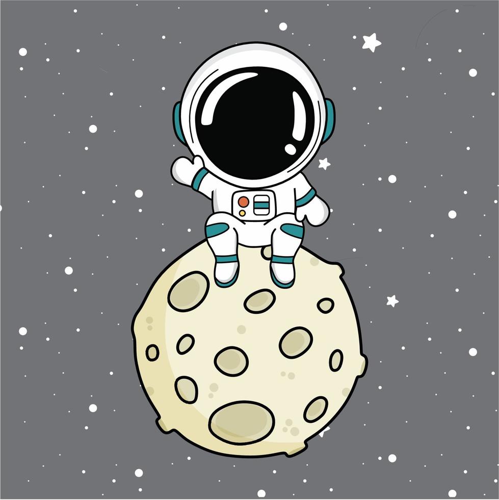 Astronaut sitting on the moon vector