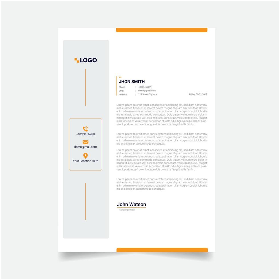 Modern Abstract Creative corporate Professional Letterhead Design Template. vector