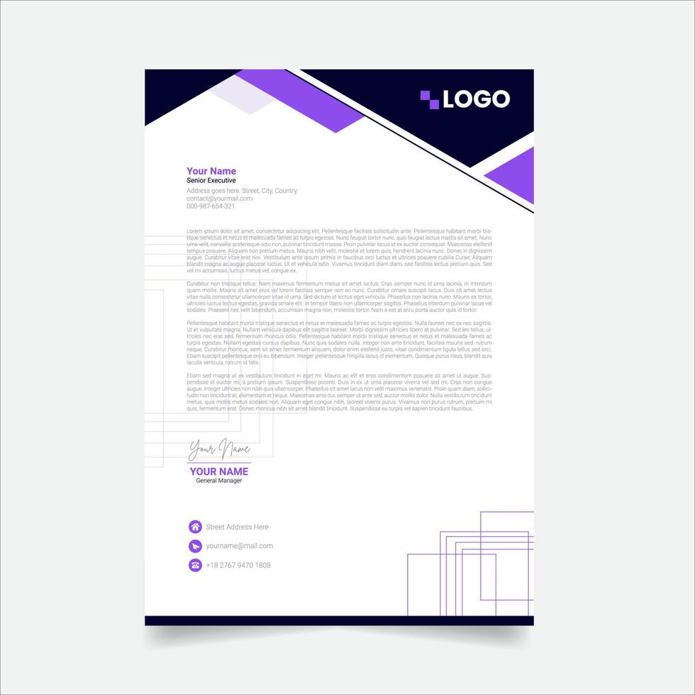 Modern Abstract Creative corporate Professional Letterhead Design Template. vector