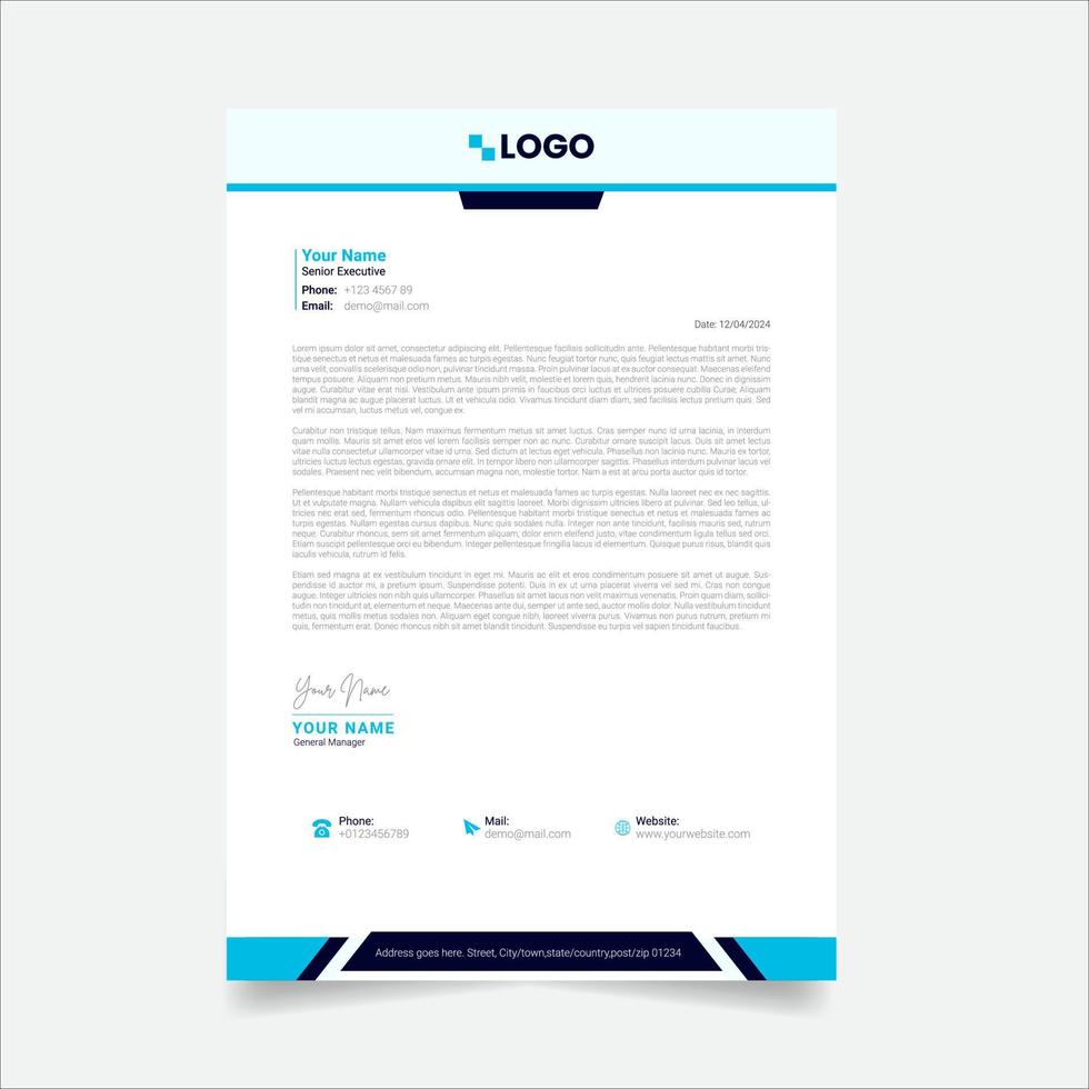 Modern Abstract Creative corporate Professional Letterhead Design Template. vector