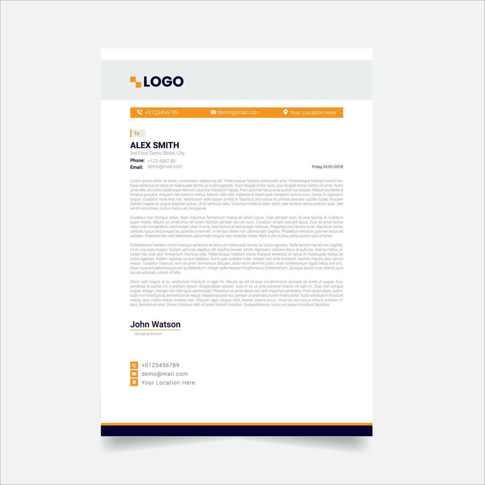 Modern Abstract Creative corporate Professional Letterhead Design Template. vector