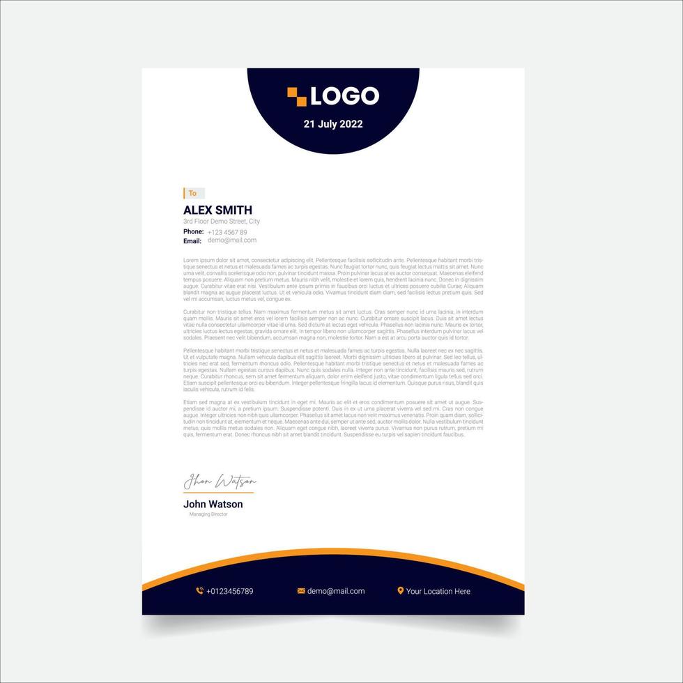Modern Abstract Creative corporate Professional Letterhead Design Template. vector