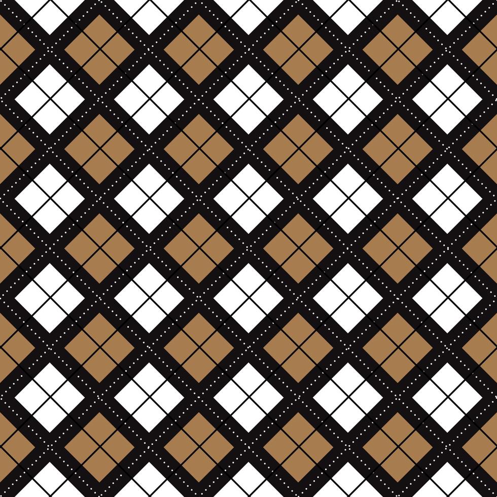 Black White Brown Diamond Square Argyle Diagonal Dash Line Abstract Shape Element Gingham Checkered Pattern Illustration Wrapping Paper, Picnic Mat, Tablecloth, Fabric Background vector
