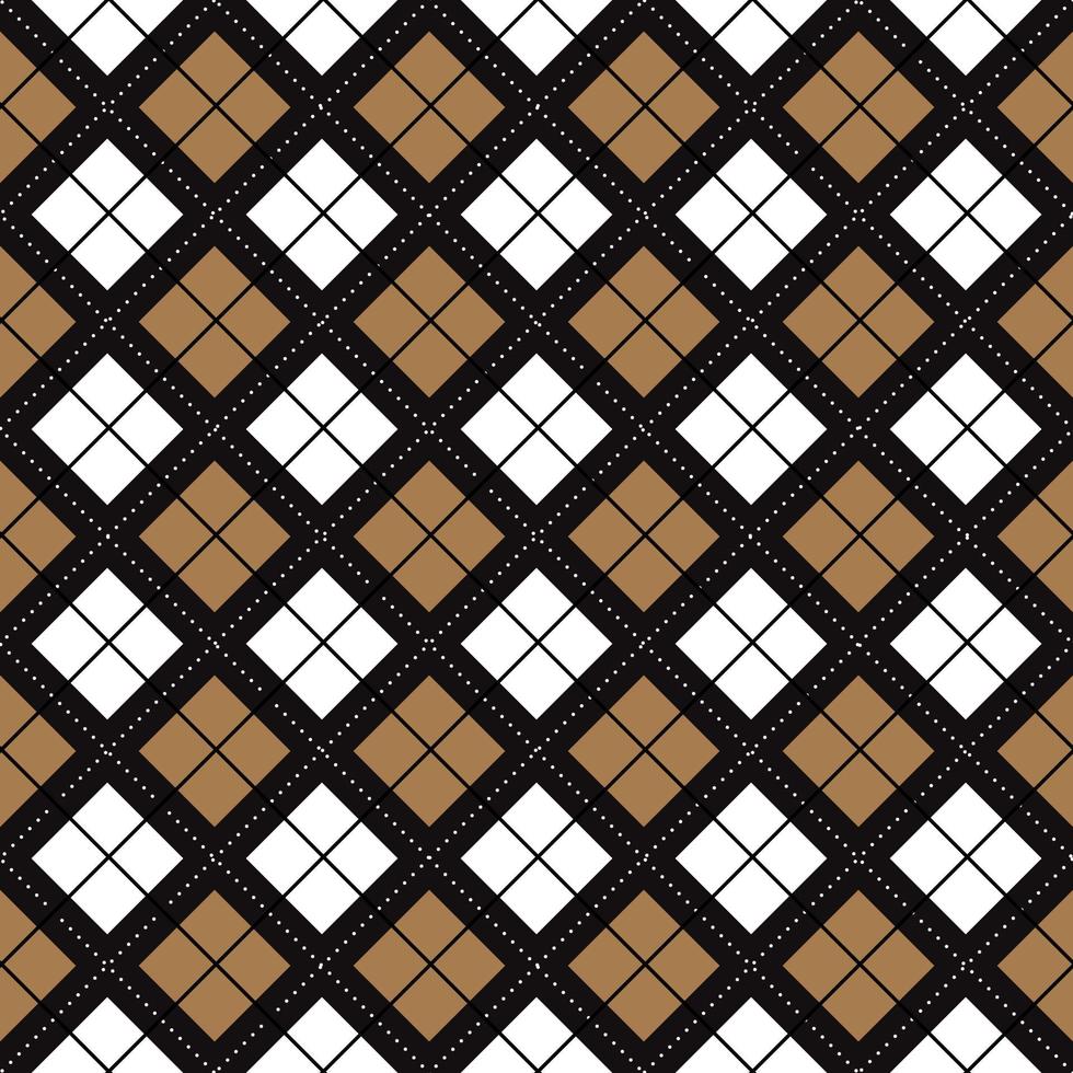 Black White Brown Diamond Square Argyle Diagonal Dash Line Abstract Shape Element Gingham Checkered Pattern Illustration Wrapping Paper, Picnic Mat, Tablecloth, Fabric Background vector