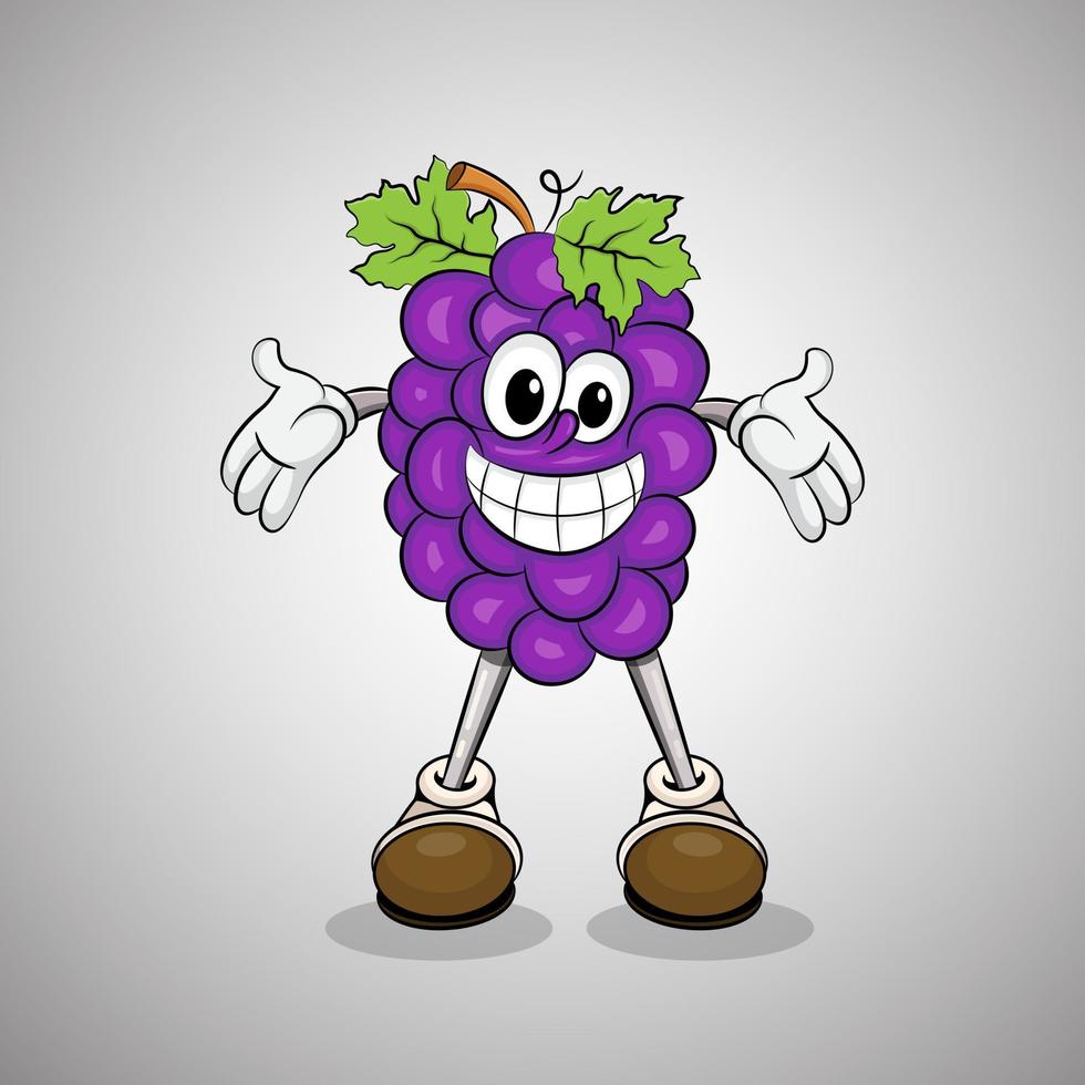 Grape Mascot - Funny Grape vector illustration