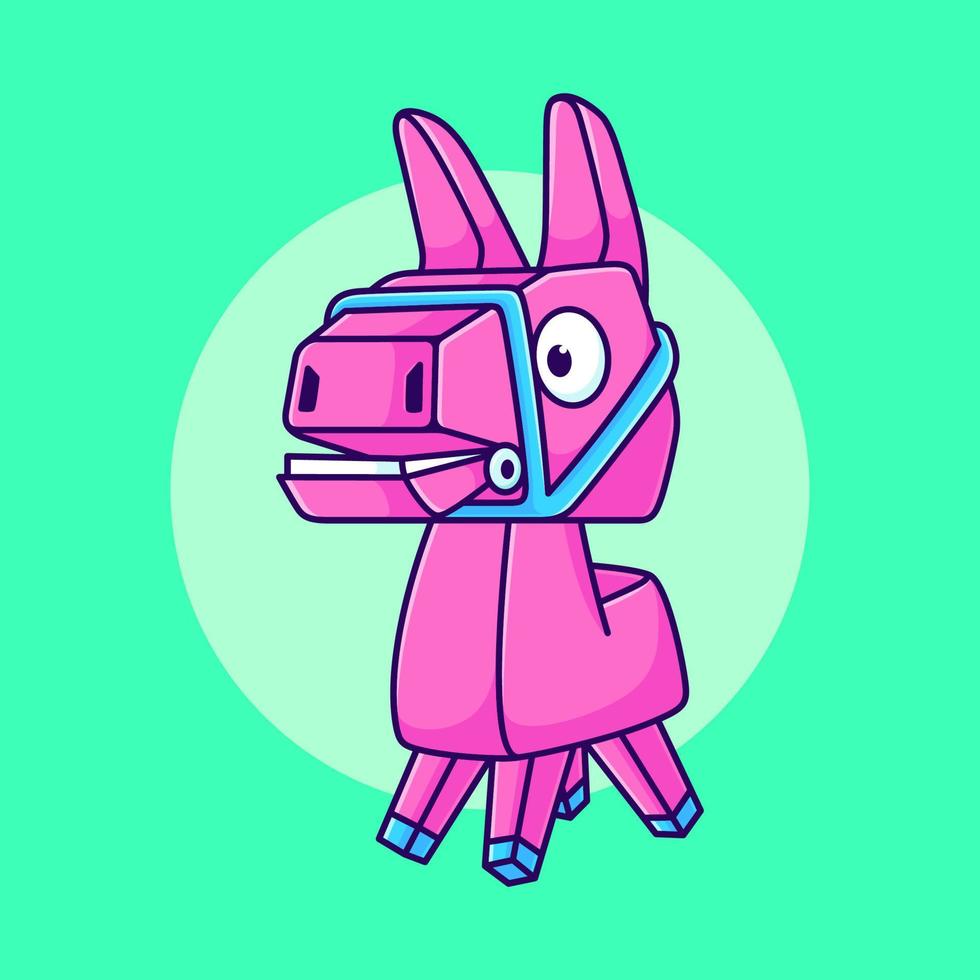 Linda ilustración de dibujos animados de muñeca de alpaca rosa. diseño de robot llama vector