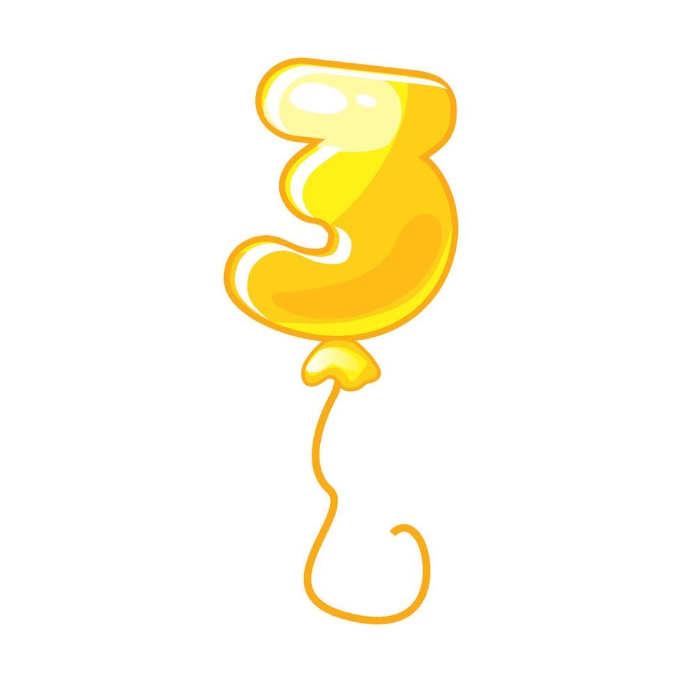 Cartoon balloon number 3 font kids numbers. Figure Three. vector