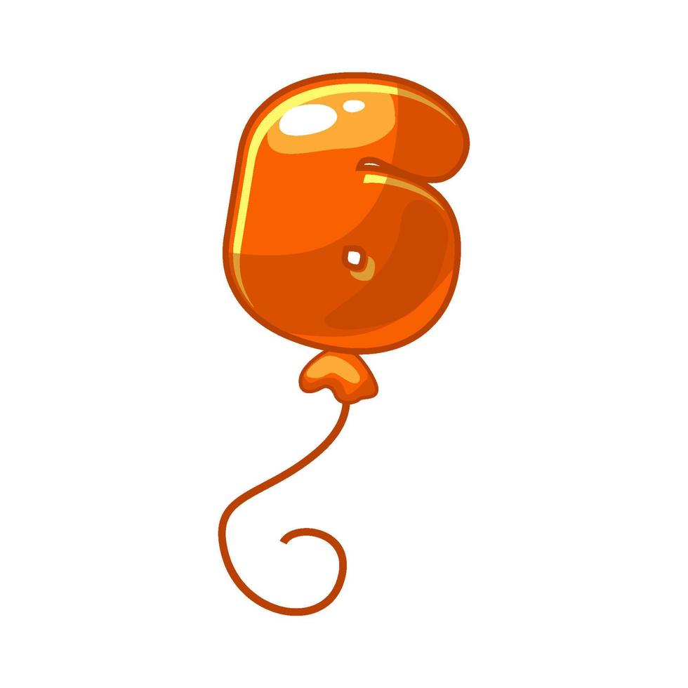 Cartoon balloon number 6 font kids numbers. Figure Six. vector