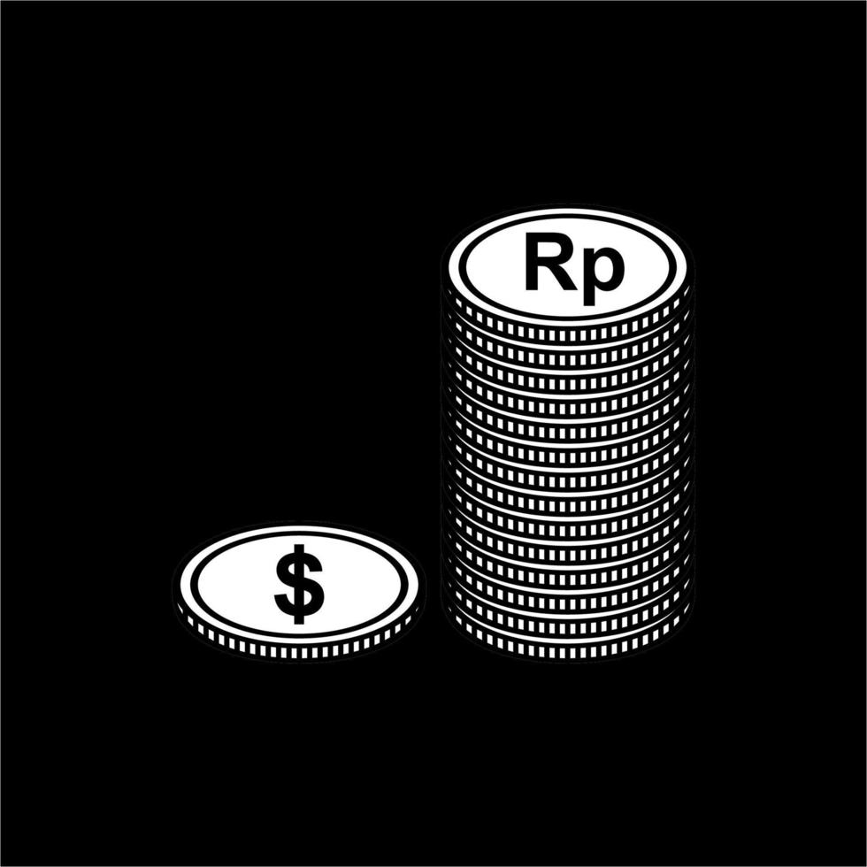 Dollar To Rupiah, Dollar to IDR Icon Symbol. Money Currency Value. Vector Illustration