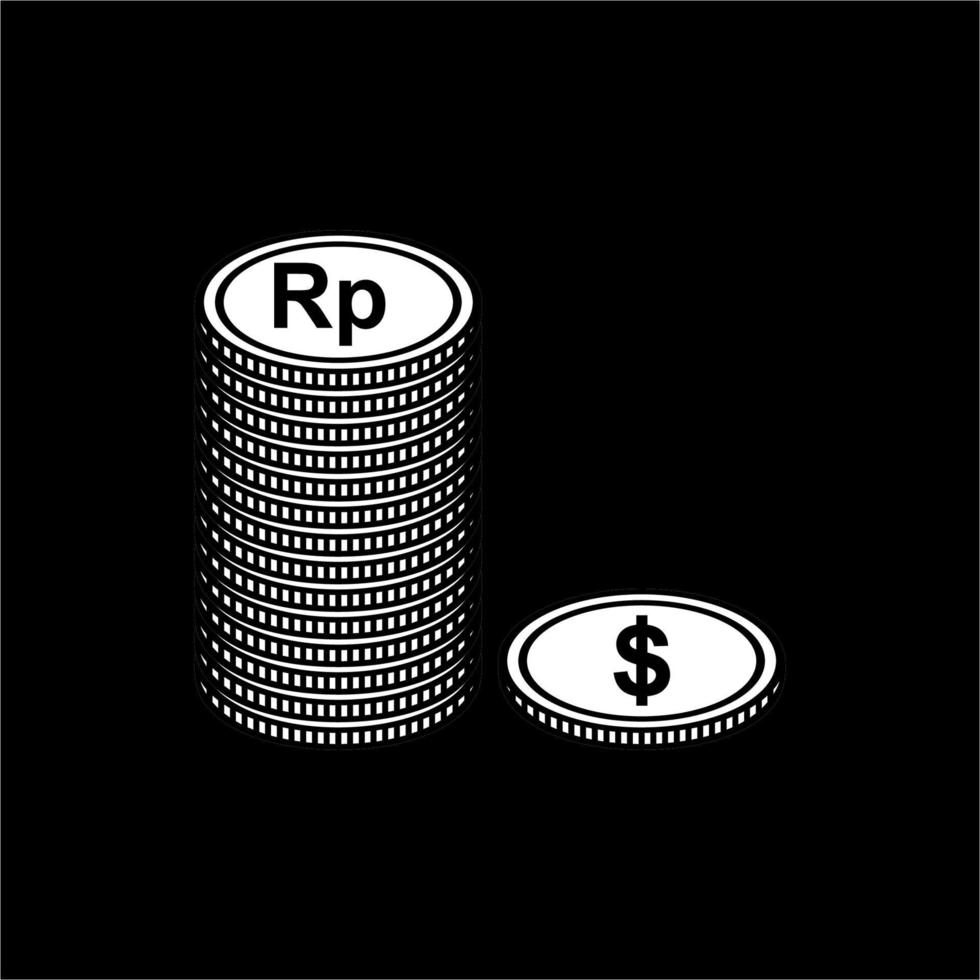 dólar a rupia, símbolo de icono de dólar a idr. valor de la moneda del dinero. ilustración vectorial vector