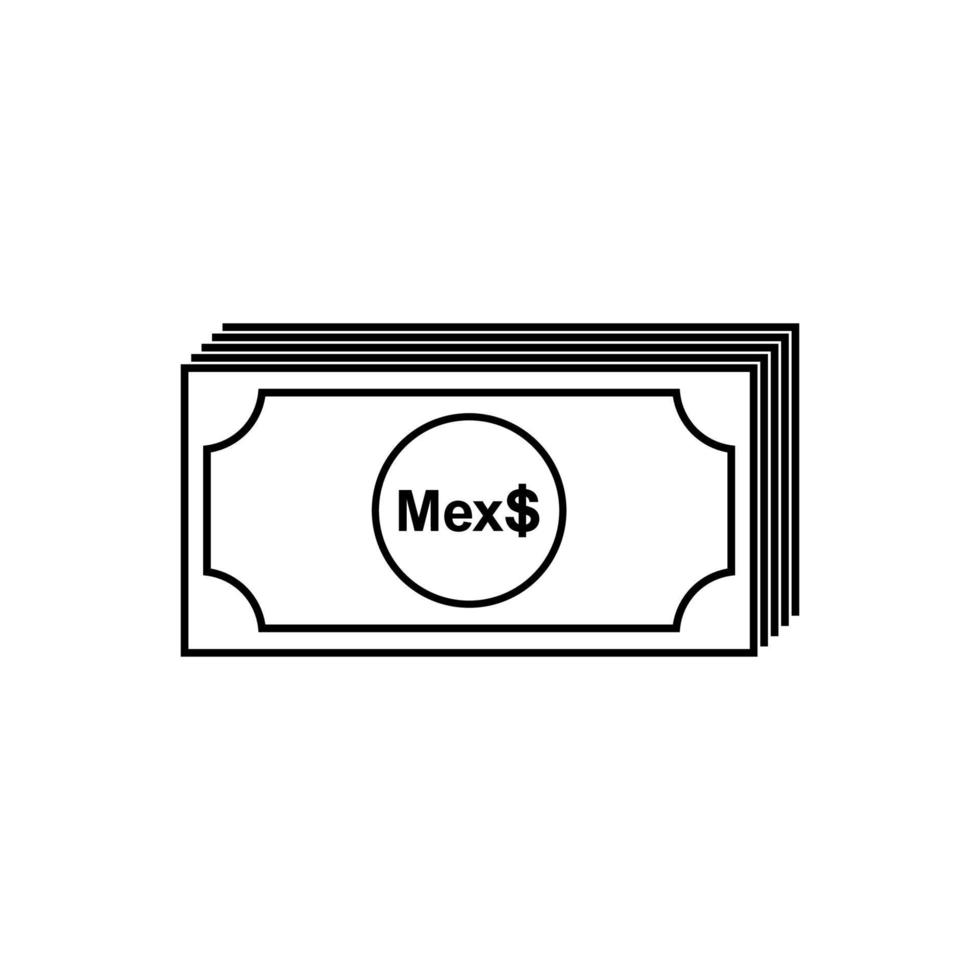 Mexico Currency, MXN, Mexican Pesos Icon Symbol. Vector Illustration