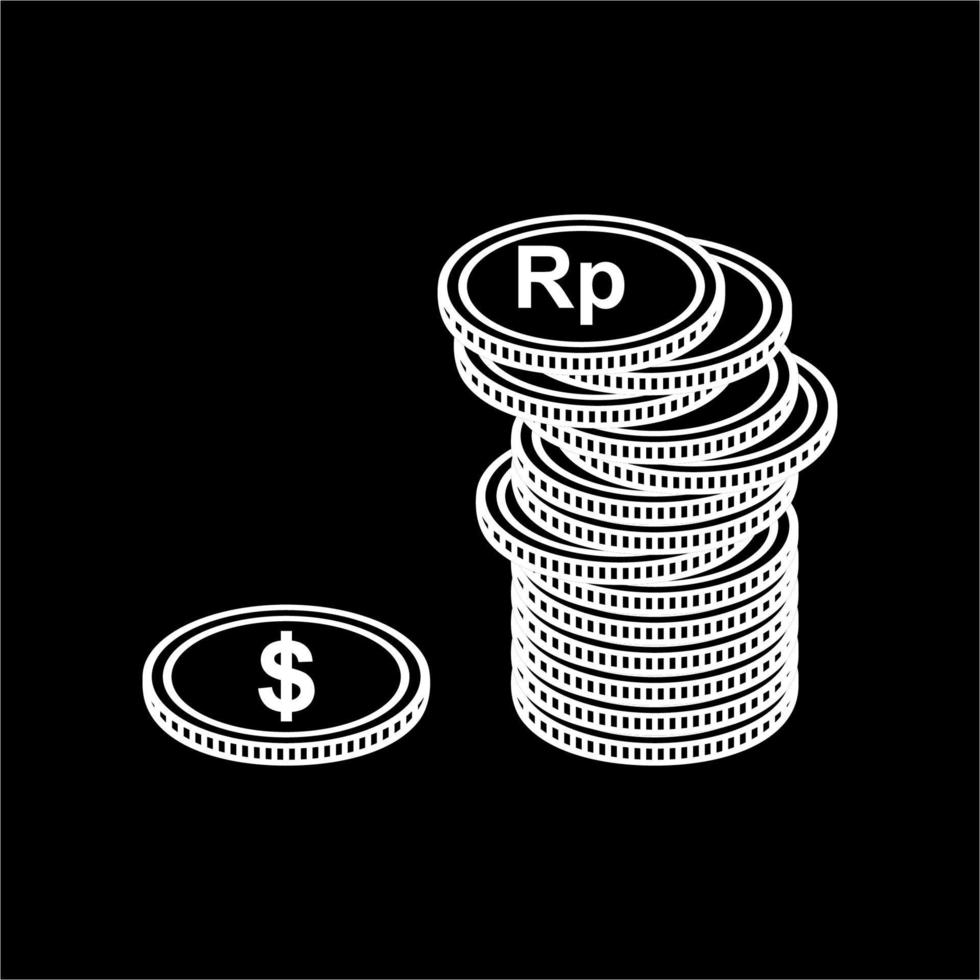 Dollar To Rupiah, Dollar to IDR Icon Symbol. Money Currency Value. Vector Illustration