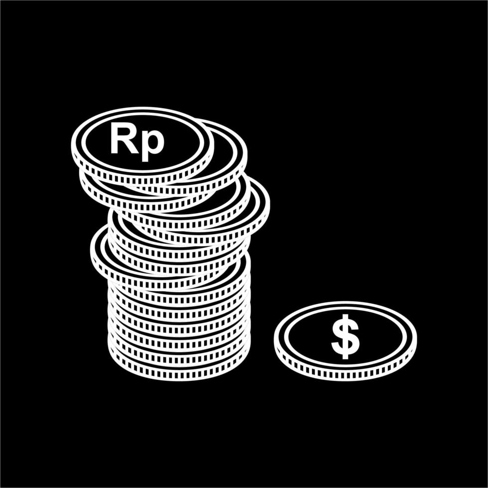 Dollar To Rupiah, Dollar to IDR Icon Symbol. Money Currency Value. Vector Illustration