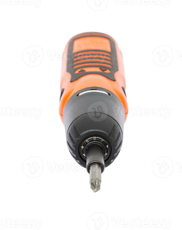 Cordless screwdriver isolate on white photo