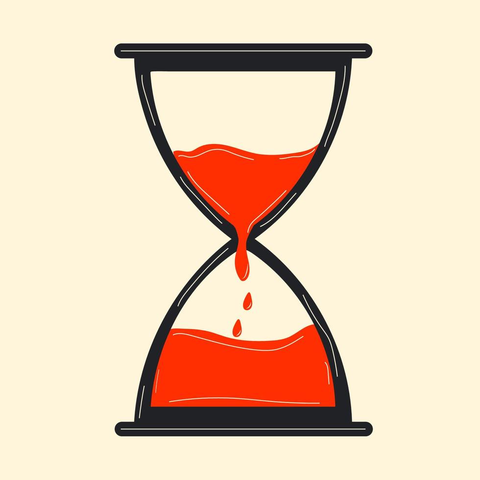 Sandy times, but instead of sand, there is blood. Vector in cartoon style. All elements are isolated
