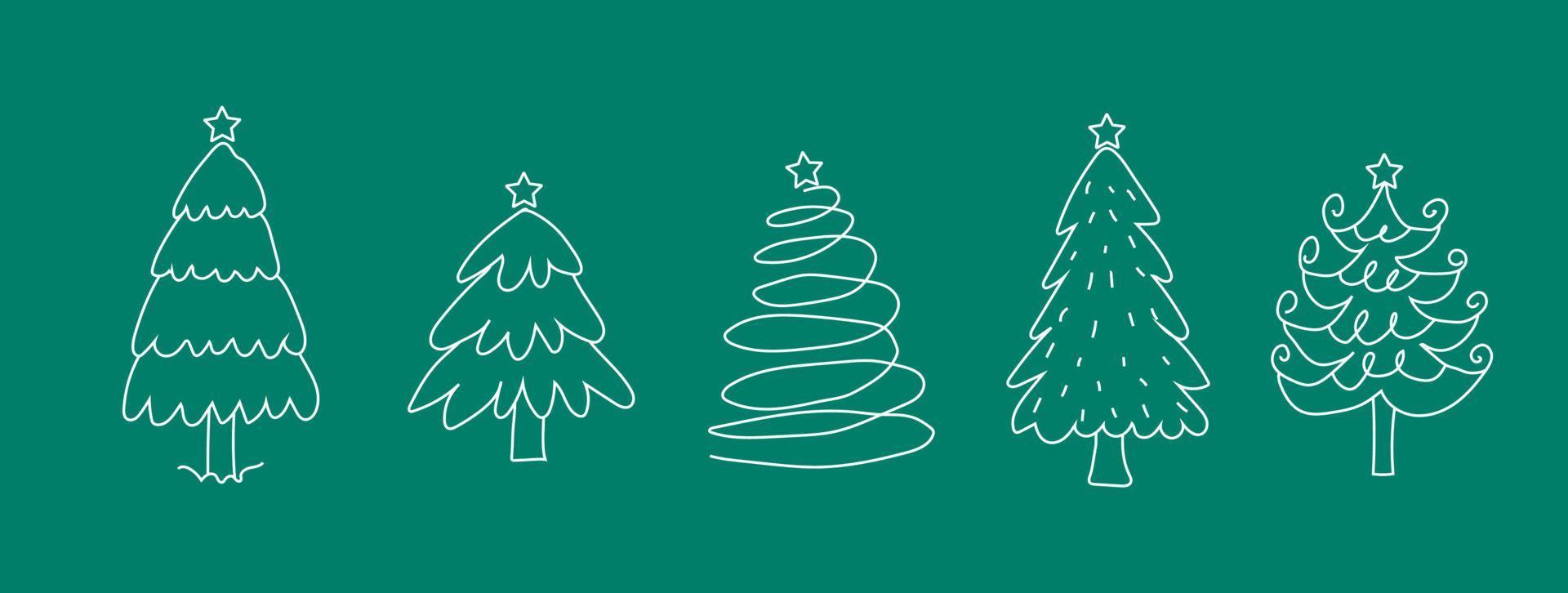 Línea de árbol de Navidad sobre un fondo verde aislado vector