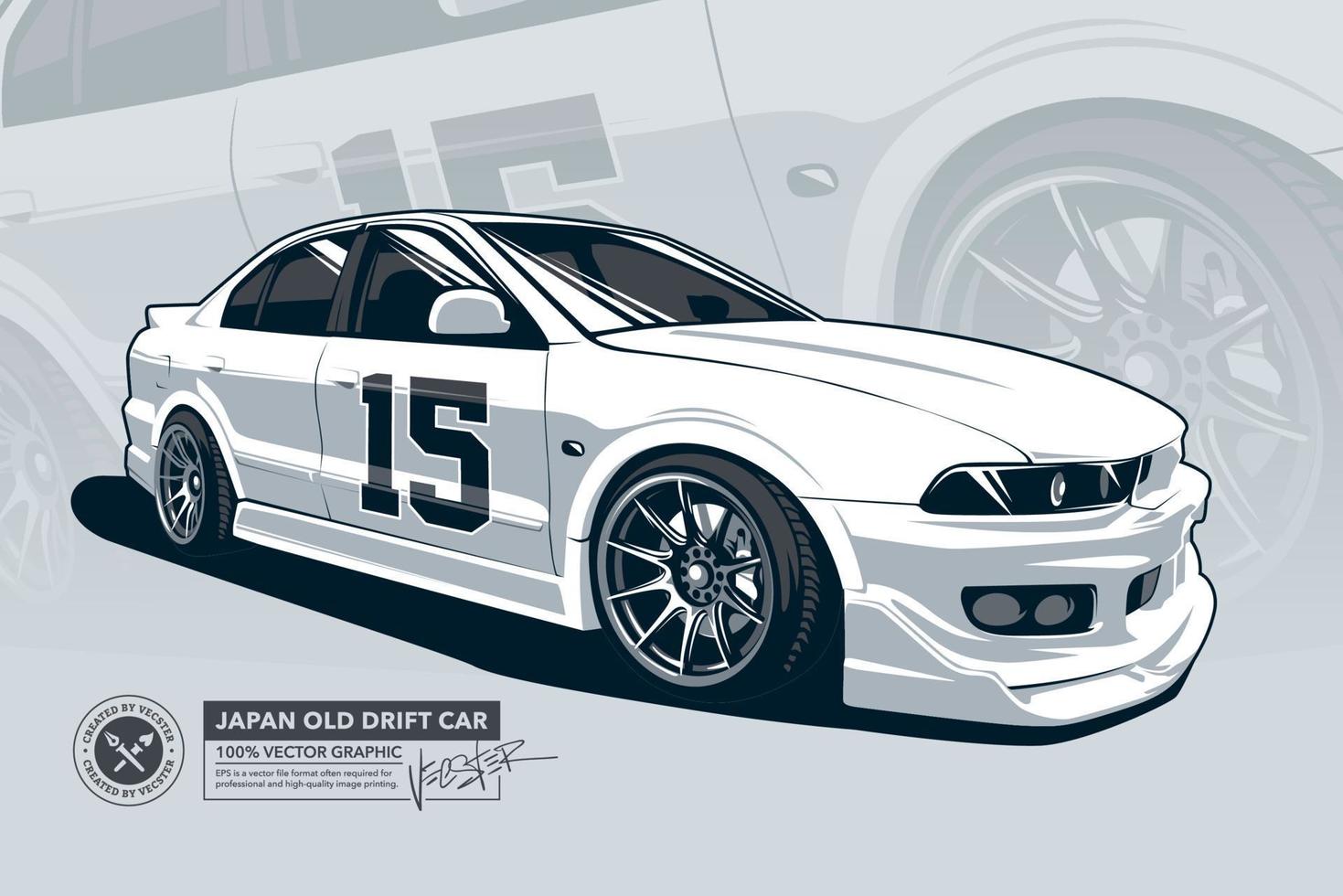 Japanese Old Drift Car vector