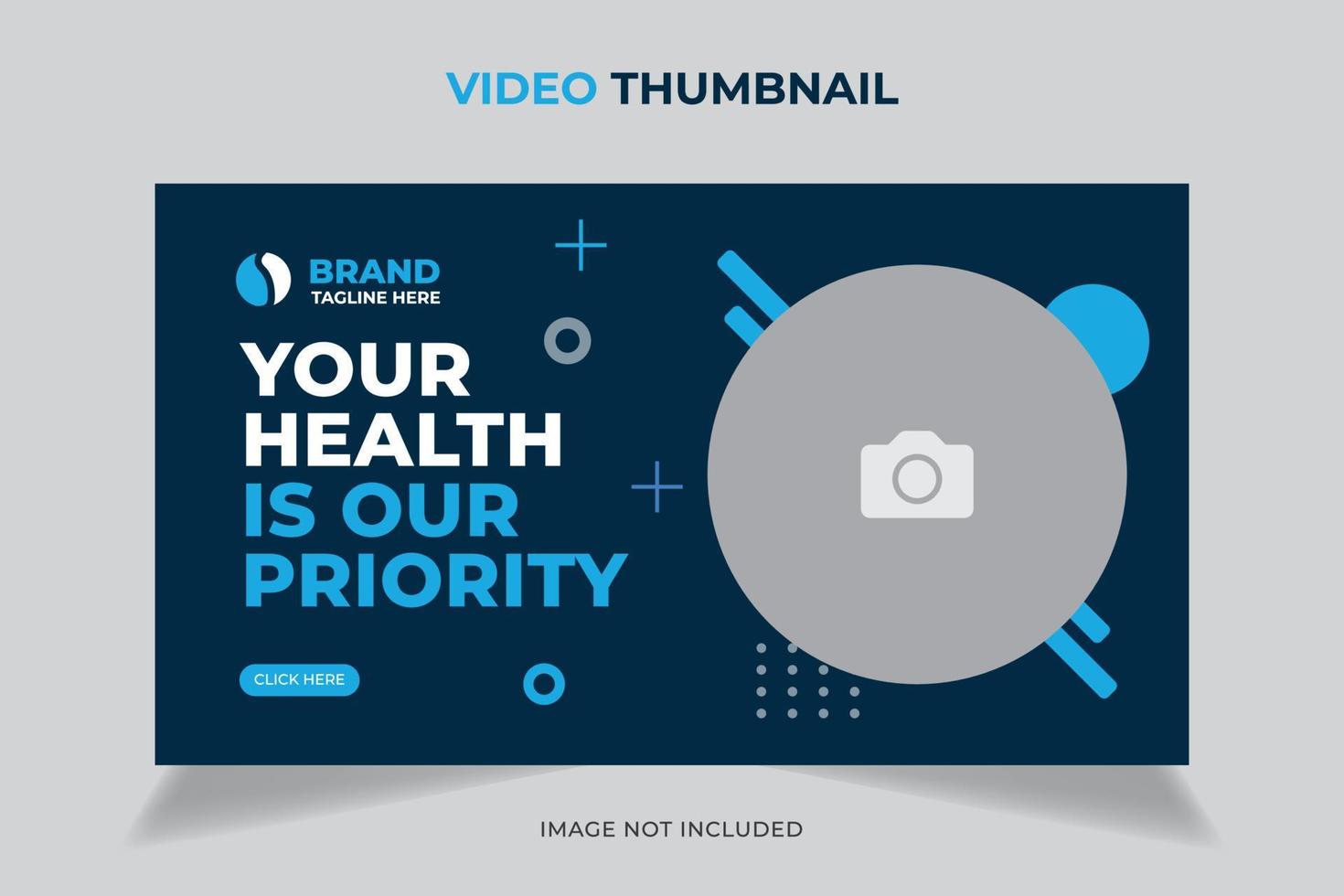 Editable video thumbnail and web banner design. Medical healthcare, fitness training, exercise customizable video thumbnail cover photo fully editable for social media. vector