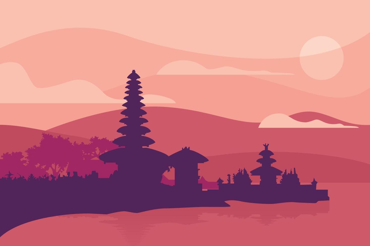 Bali Iconic Place Pura Ulun Danu Bratan vector