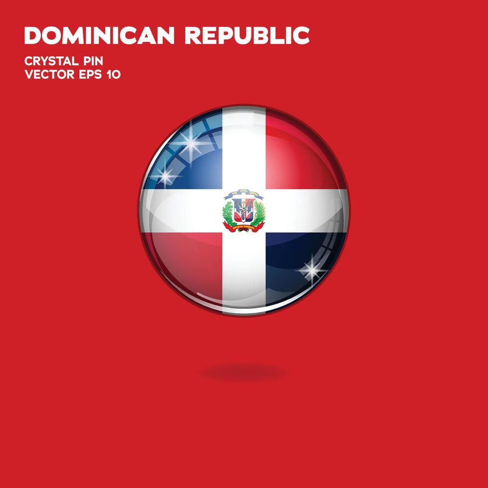 botones 3d de la bandera de república dominicana vector