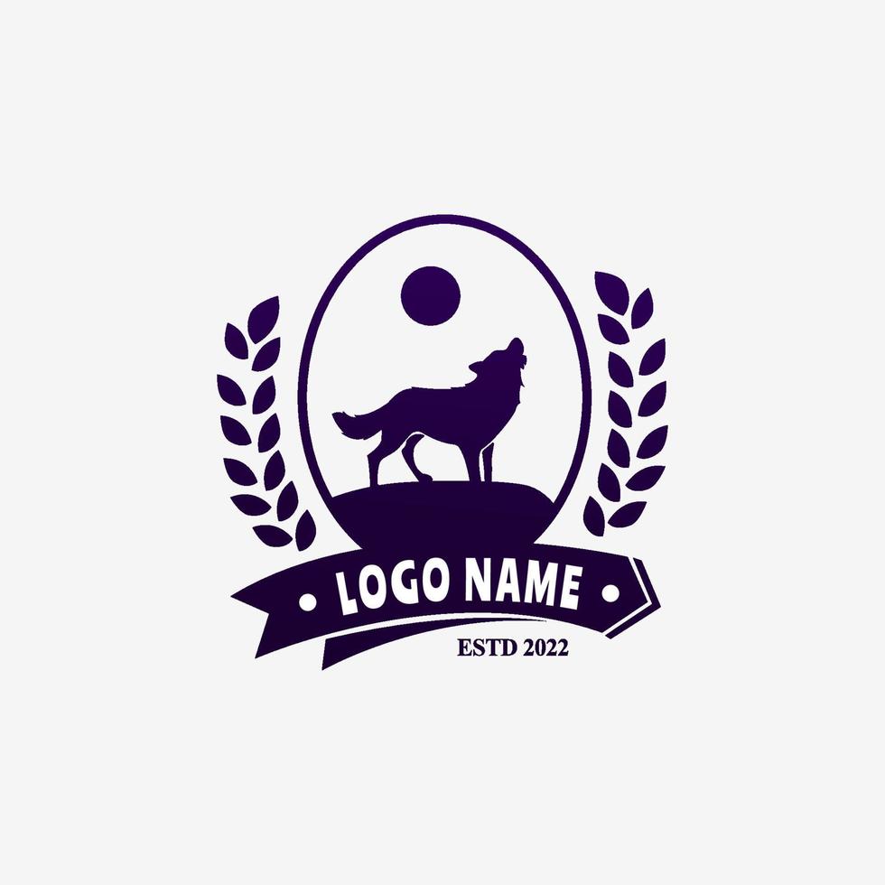 howling wolf logo. vintage logo design. wolf silhouette logo. Wolf silhouette logo for business or shirt design. wolf. vector
