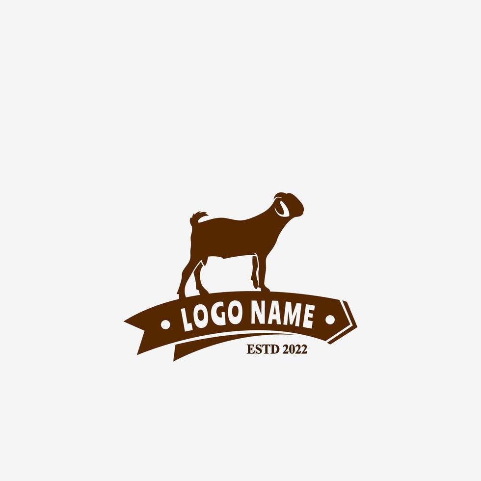 goat. goat logo. vintage goat logo. Retro Vintage goat farm logo design template. illustration of a goat with sign. vector