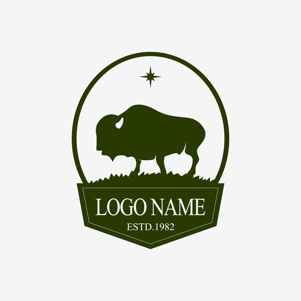 logotipo de búfalo americano de bisonte. logotipo de bisonte antiguo. logotipo de silueta de bisonte. bison buffalo logo insignia emblema signo aislado. vector