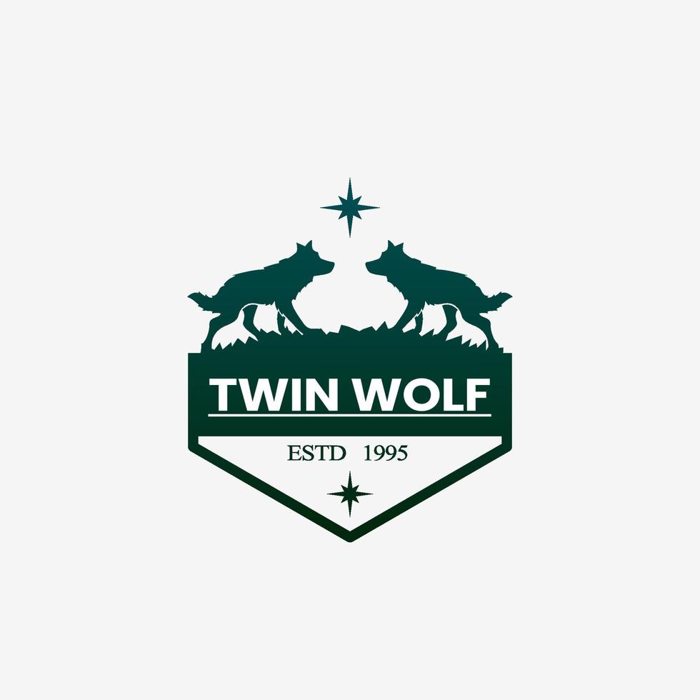 twin wolf. luxury wolf logo. Wolf silhouette logo for business or shirt design. vector