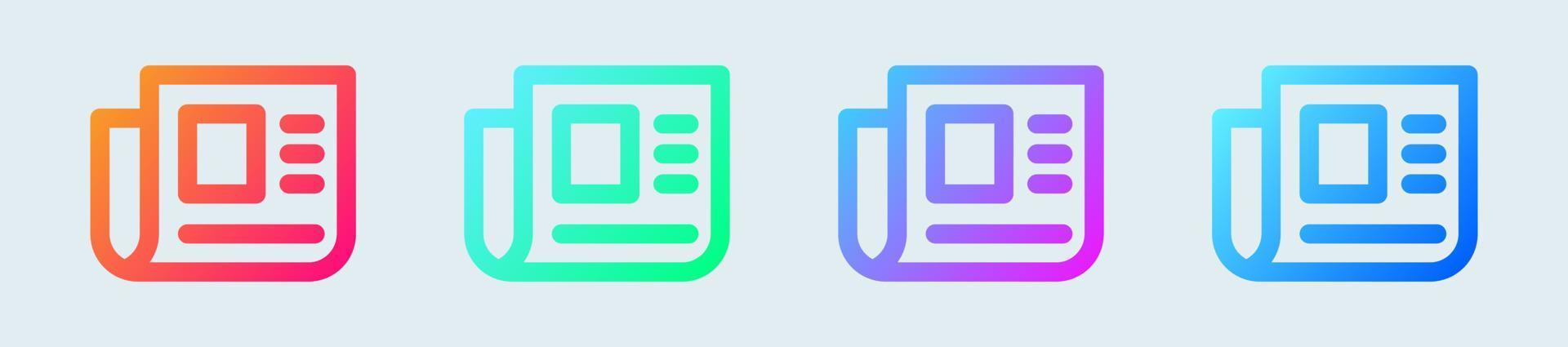 Newspaper line icon in gradient colors. News paper signs vector illustration.