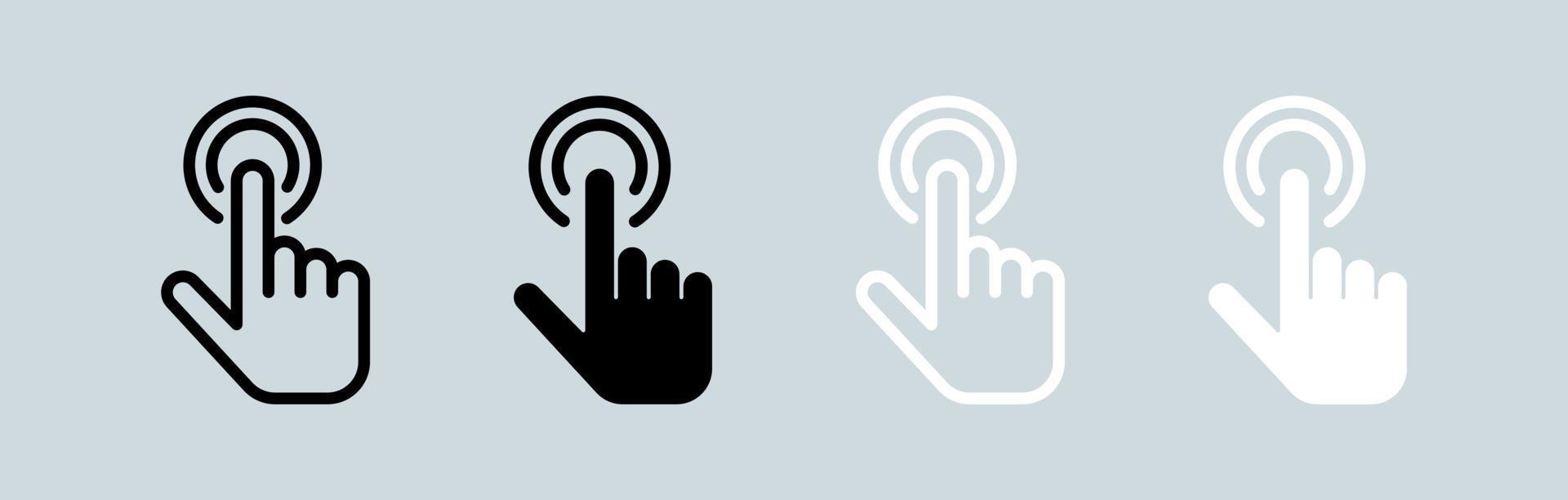 Touch icon set in black and white. Tap signs vector illustration.