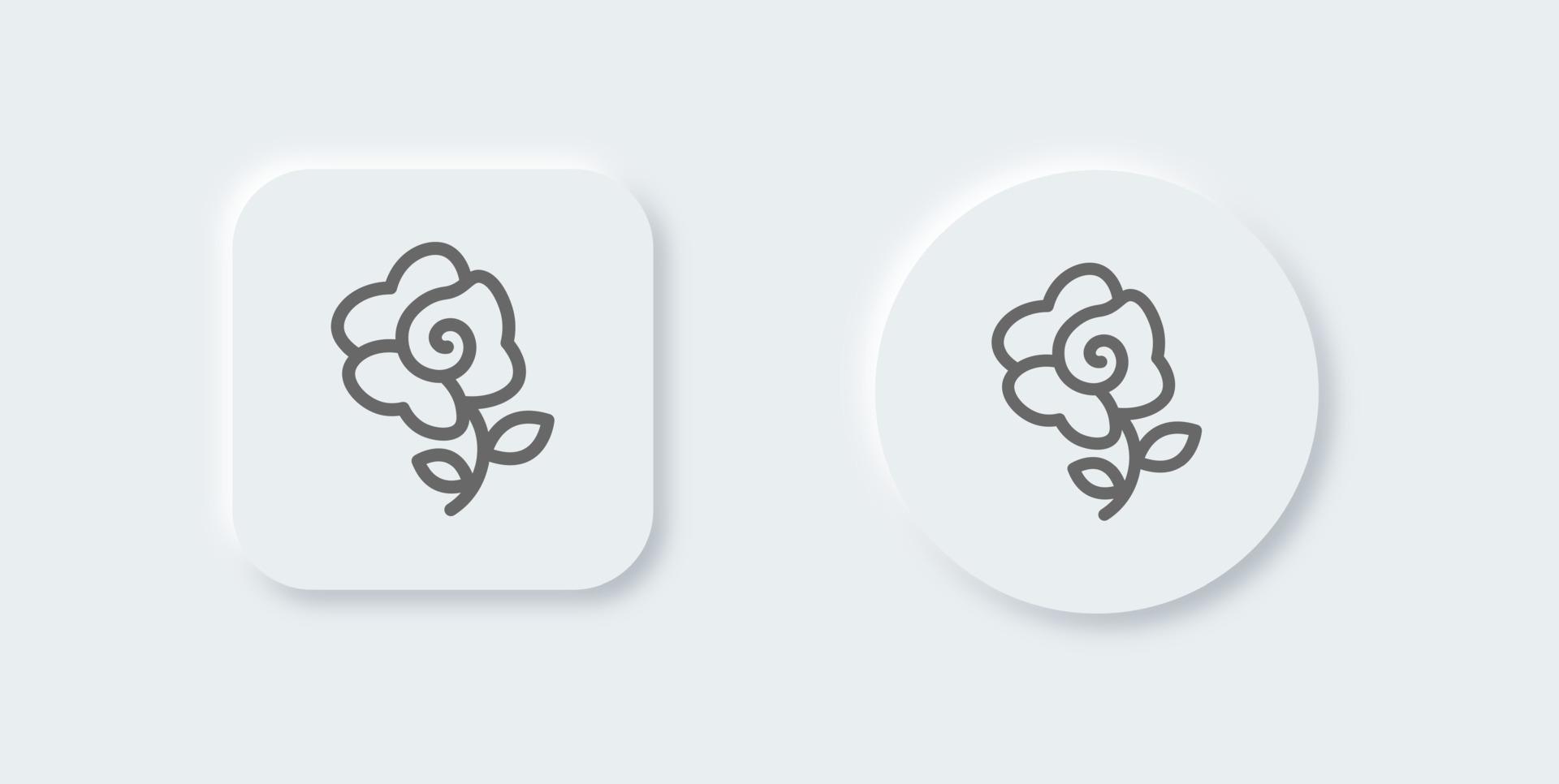 Flower line icon in neomorphic design style. Rose signs vector illustration.