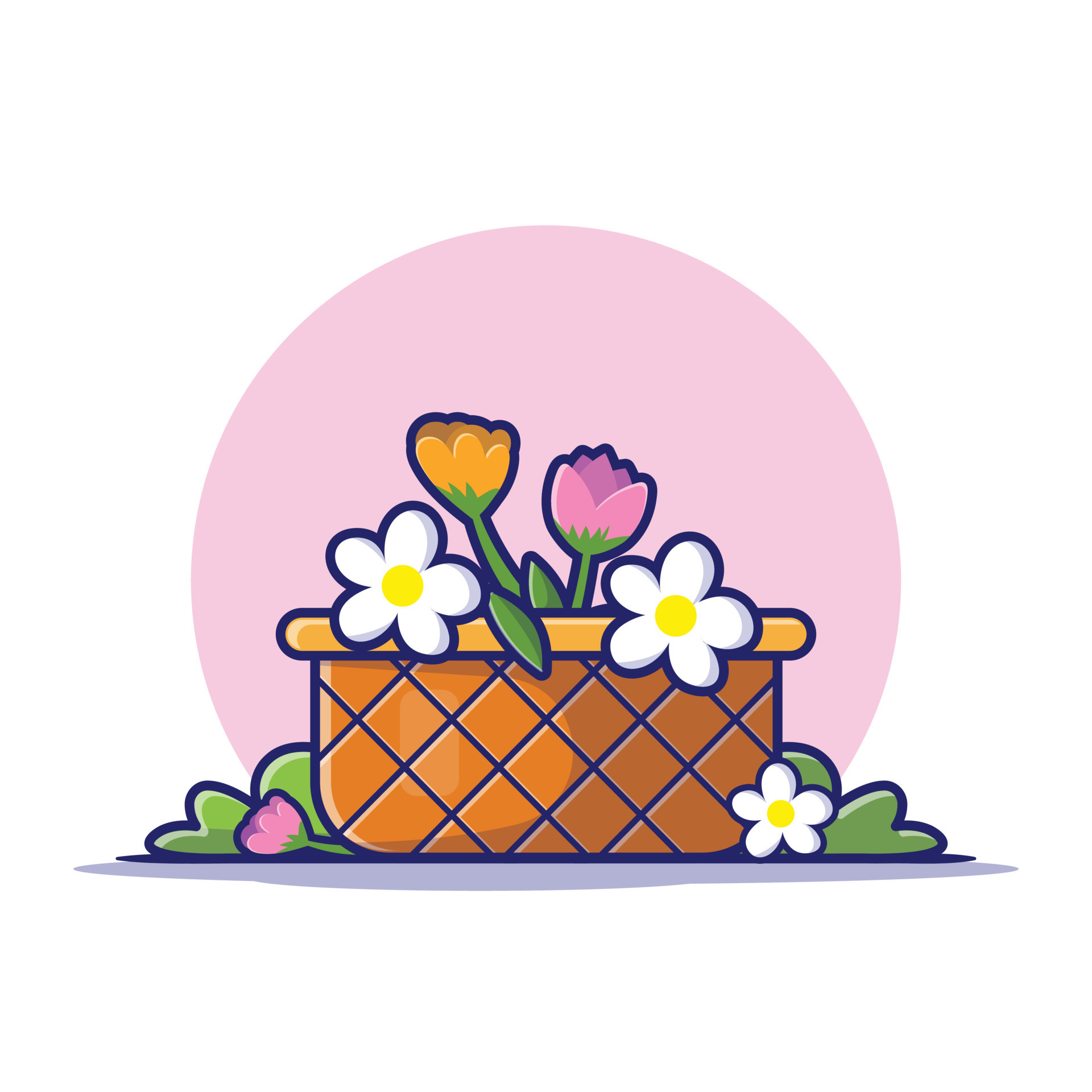 Flower Bucket Cartoon Vector Icon Illustration. Nature Outdoor Icon