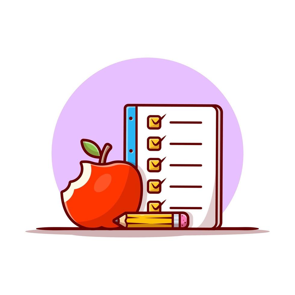 Back To School Cartoon Vector Icon Illustration. Food  Education Icon Concept Isolated Premium Vector. Flat  Cartoon Style