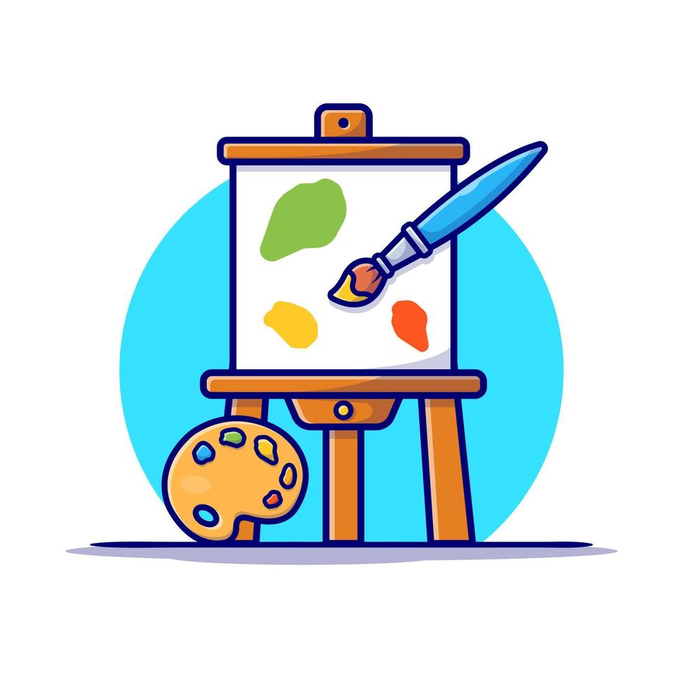 Easel Art Board, Paint pallet And Paint Brush Cartoon Vector  Icon Illustration. Art Object Icon Concept Isolated Premium  Vector. Flat Cartoon Style
