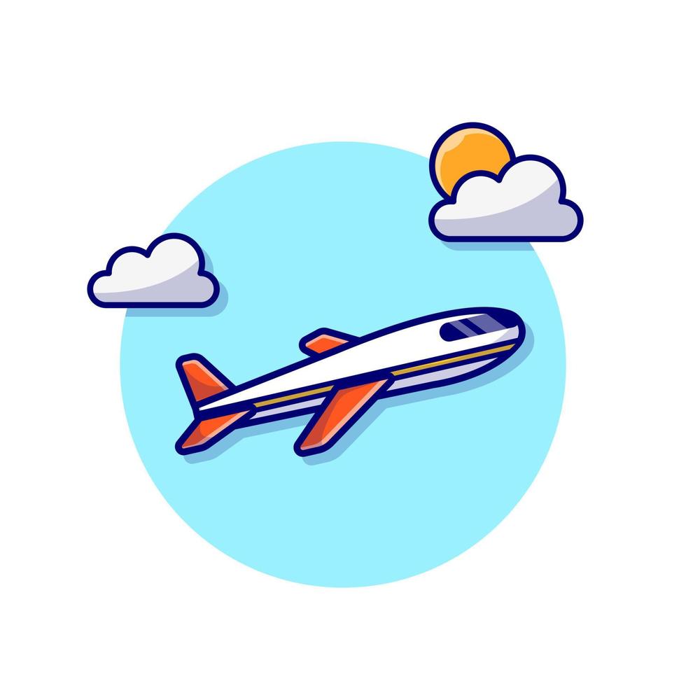 ilustración de icono de vector de dibujos animados de avión. concepto de icono de transporte aéreo aislado vector premium. estilo de dibujos animados plana