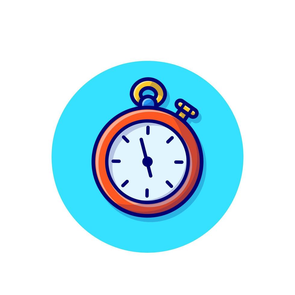 Stopwatch Timer Cartoon Vector Icon Illustration. Sport  Object Icon Concept Isolated Premium Vector. Flat Cartoon  Style