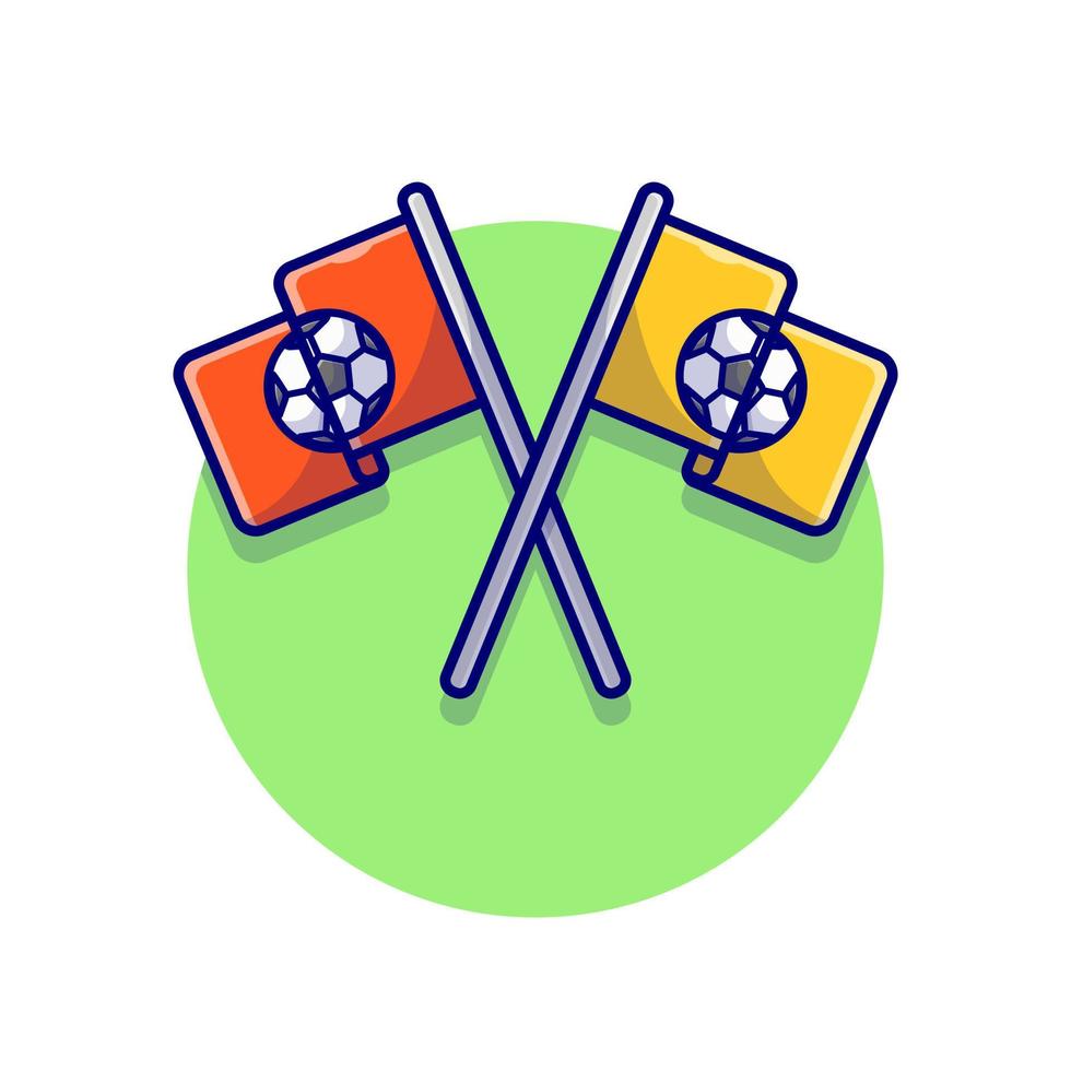 Soccer Flags Cross Cartoon Vector Icon Illustration. Sport  Object sIcon Concept Isolated Premium Vector. Flat Cartoon  Style