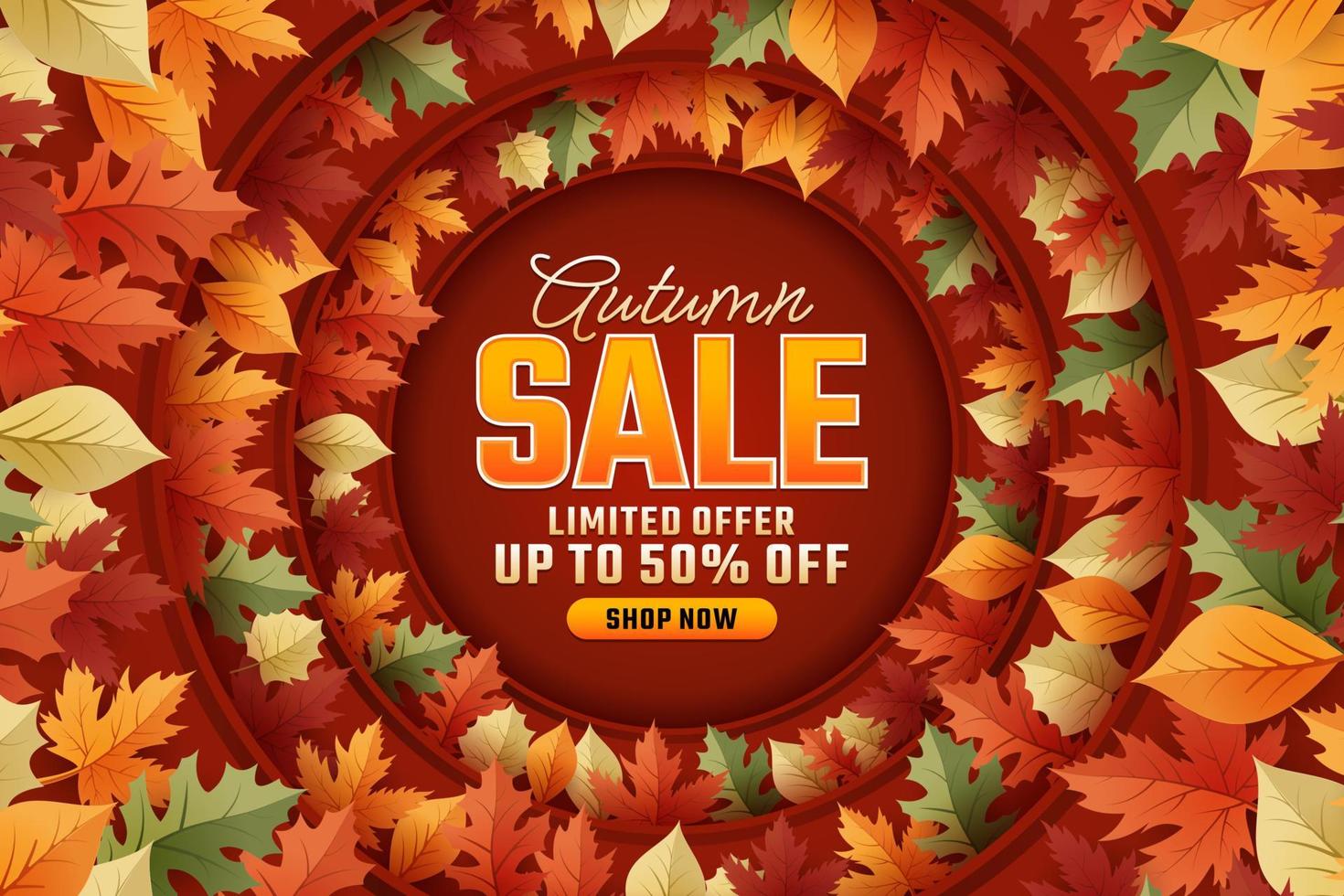 Autumn Sale Banner Vector illustration. happy autumn, thanksgiving background with lots of leave