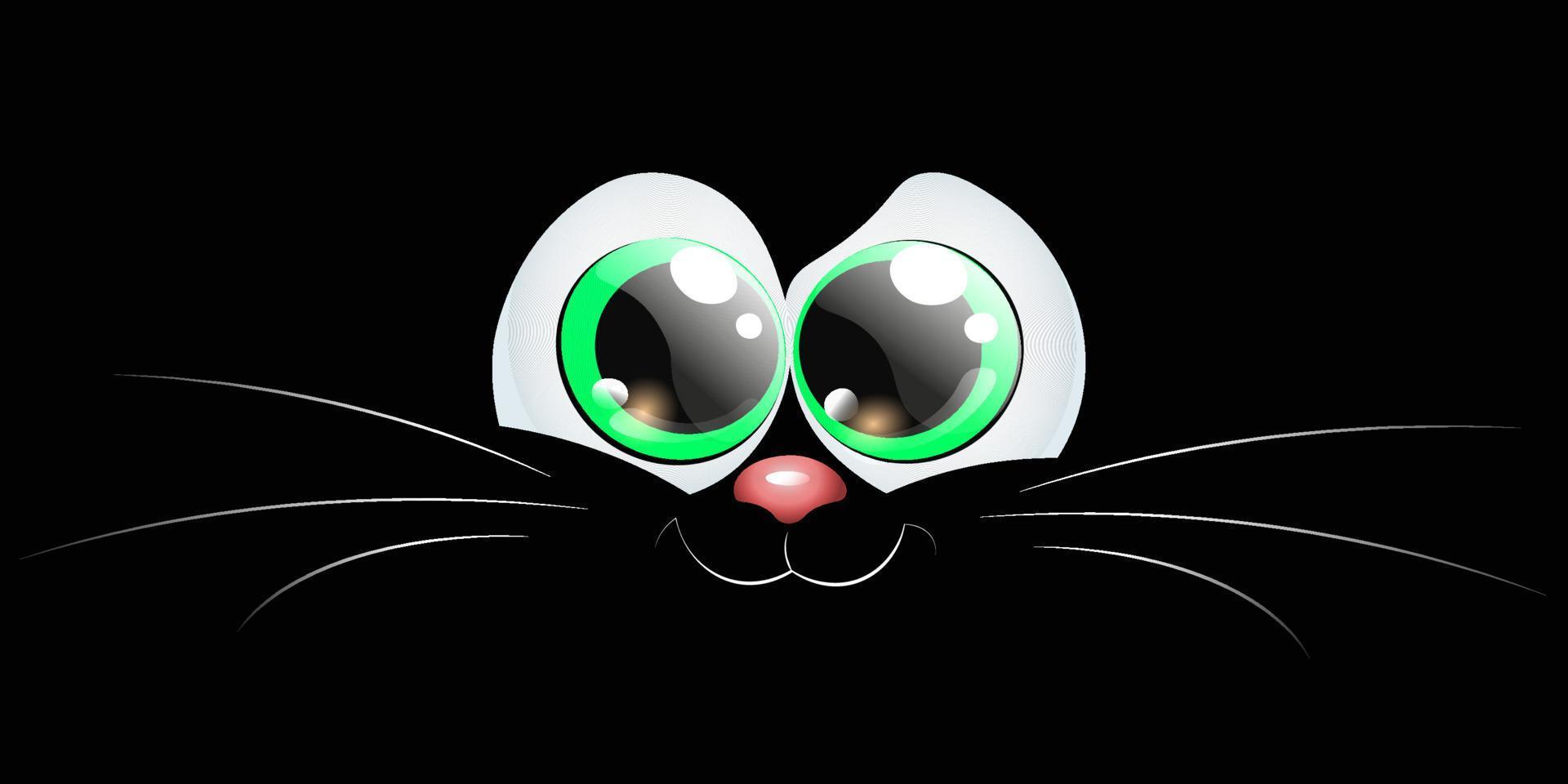 Cartoon black cat face in the dark. Halloween concept. vector