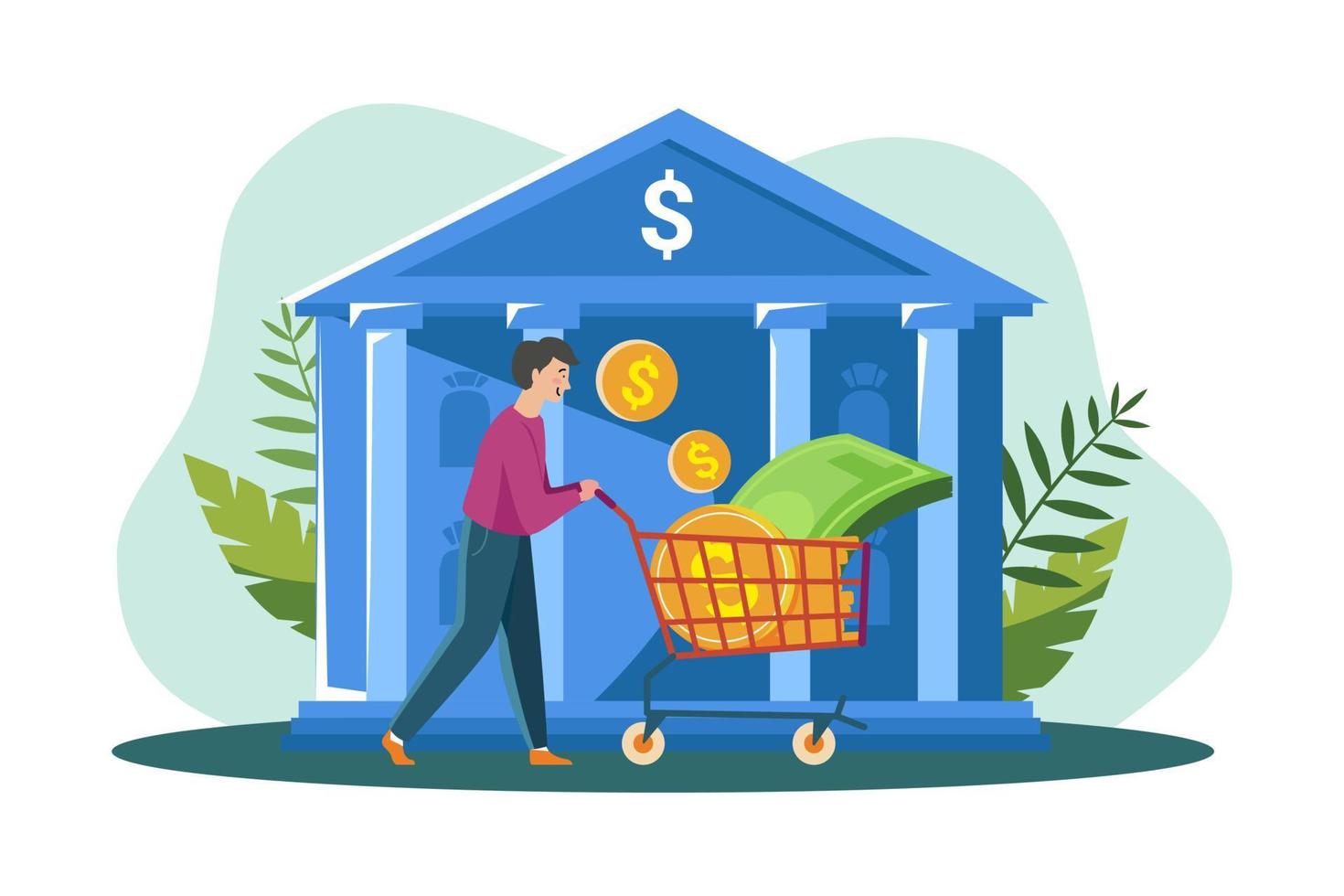 Man getting a loan from the bank 10941618 Vector Art at Vecteezy