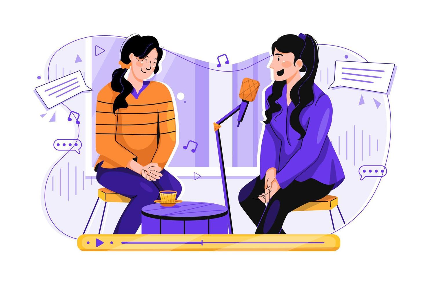 Podcast interview Illustration concept on white background vector