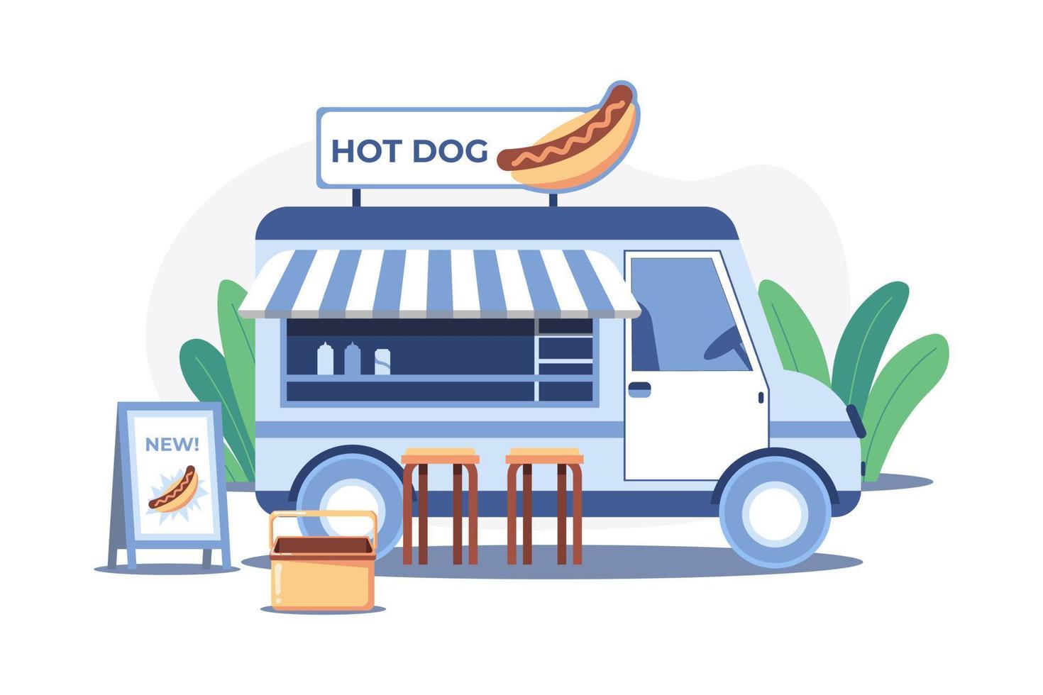 Hot dog food truck Illustration concept on white background vector